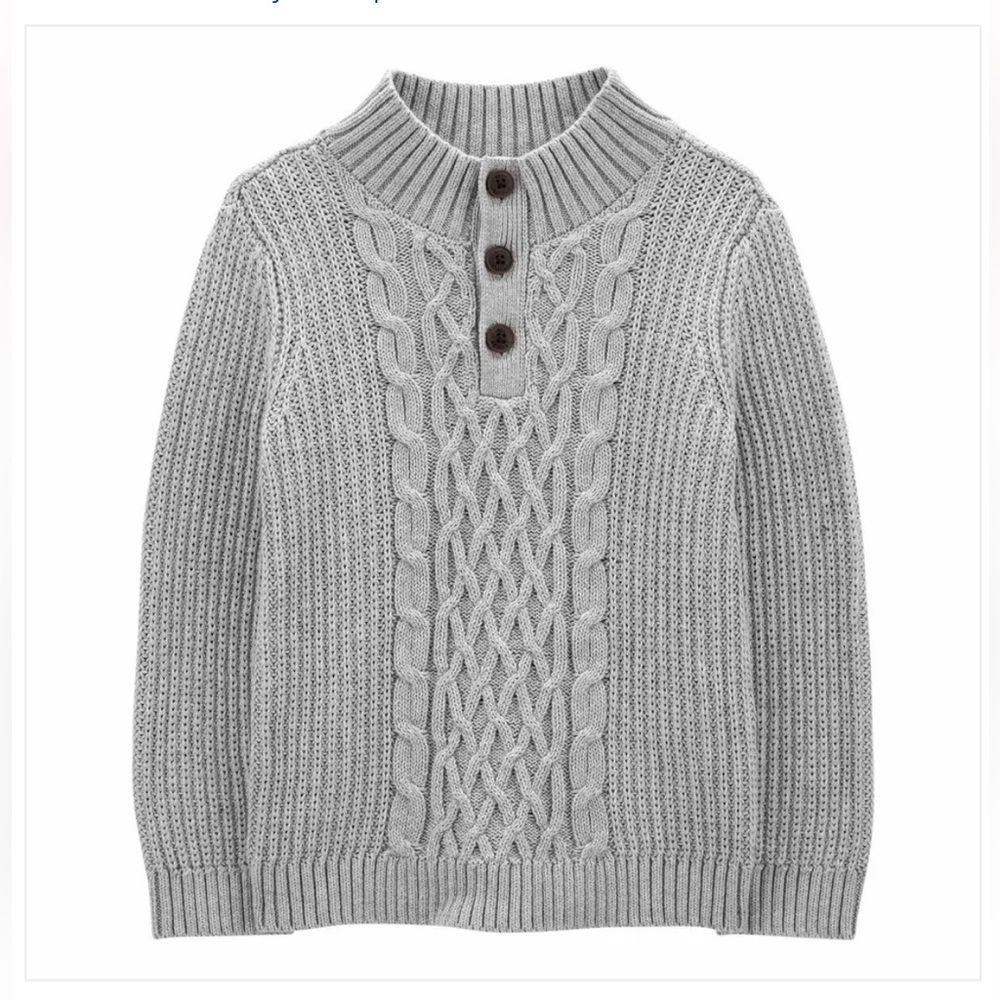 Oshkosh B'gosh Cable Knit Mock Neck Pullover Sweater - Gray